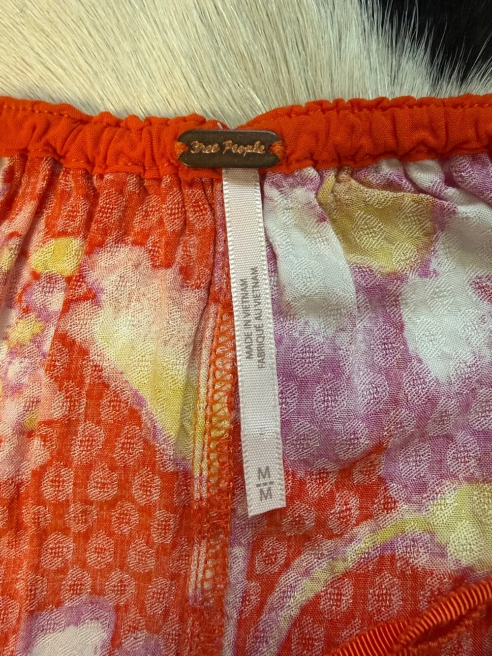 Orange Floral Maxi Dress with Purple & White Blooms - Picture 2 of 6